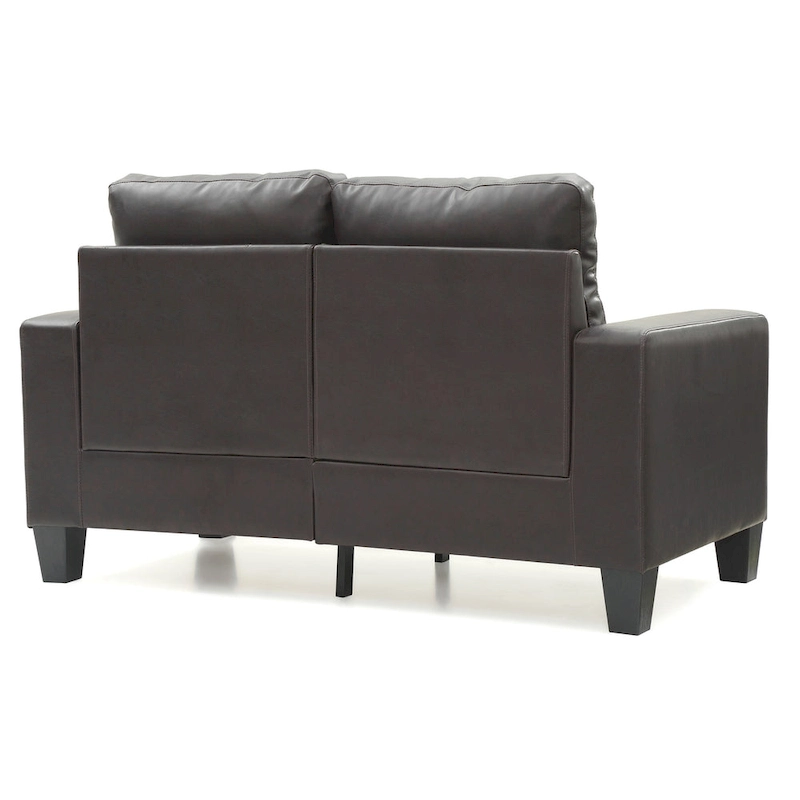 Newbury 58 in. W Flared Arm Faux Leather Straight Sofa - 32L x 58W x 36H