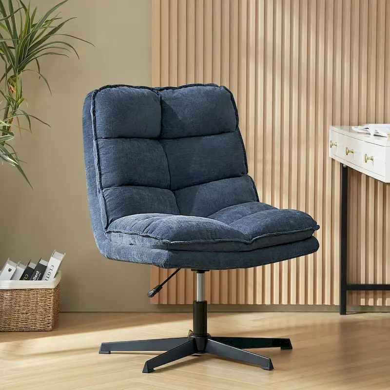Joaquin Modern Armless Office Chair Tufted 360° Swivel Upholstered