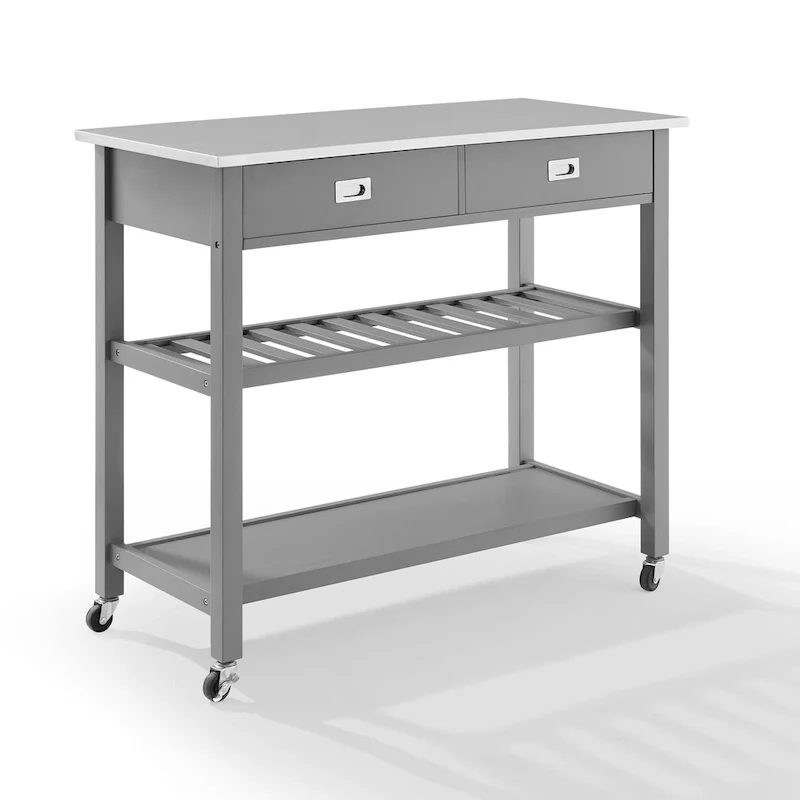 Chloe Stainless Steel Top Kitchen Island/Cart - 37H x 42W x 20D