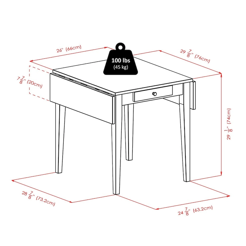 Drop Leaf Table with Ladder-back Chairs, Walnut
