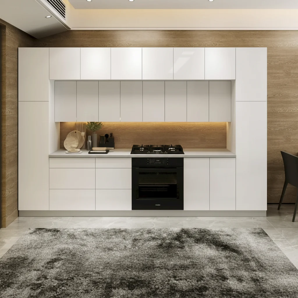 White Gloss Kitchen Base Cabinet Set, 12ft Wide (143x24 in)