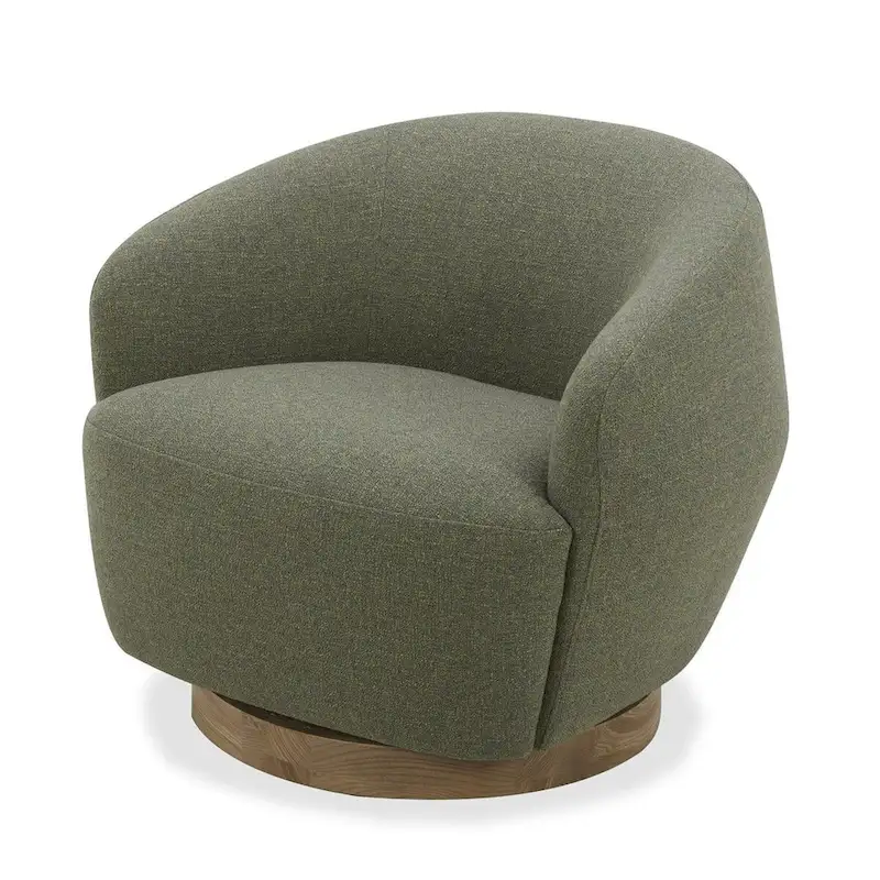 Divani Casa Agatha Modern Swivel Accent Chair – Hemp Fabric, Foam & Fiber Fill, Wood Swivel Base, 275 lb Capacity