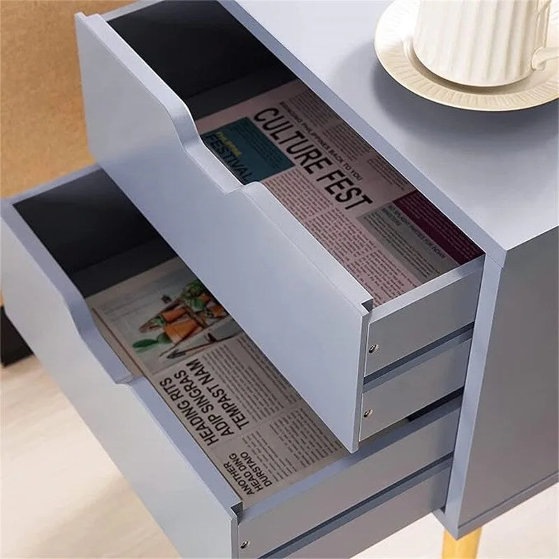 Grey/White 2-Drawer Nightstand, Set of 2