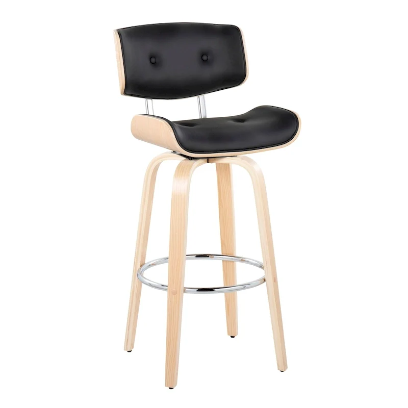 Carson Carrington Leksand 30 Fixed-Height Bar Stool with Bent Wood Legs (Set of 2)