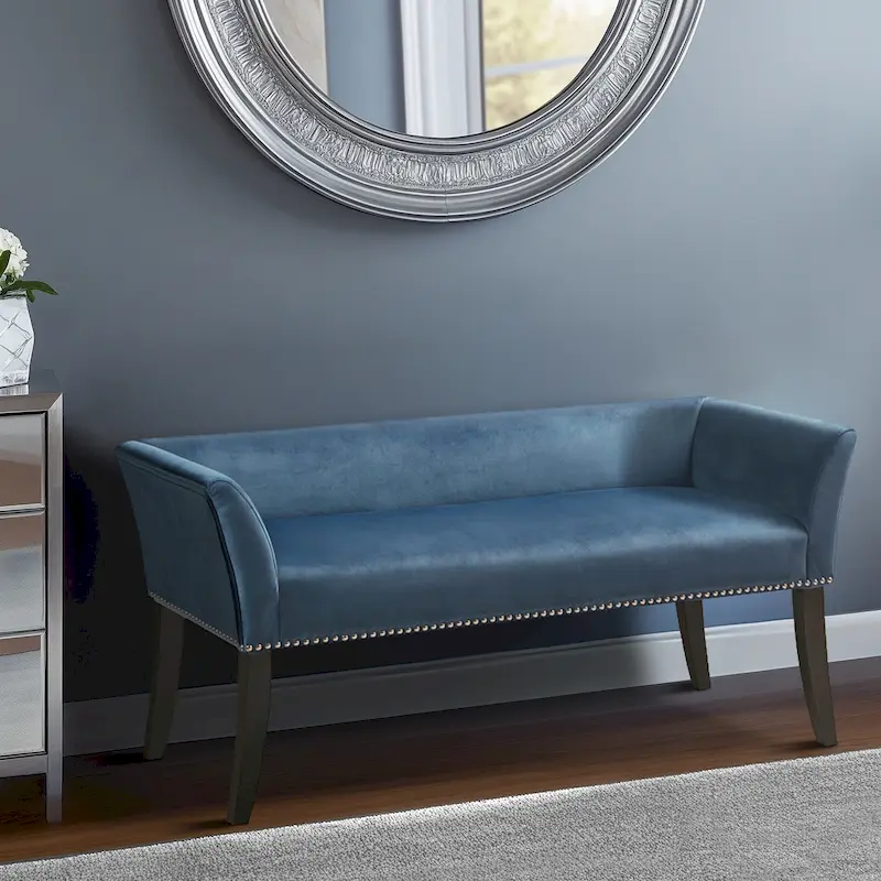 49.5 Upholstered Bench with Back & Wood Legs