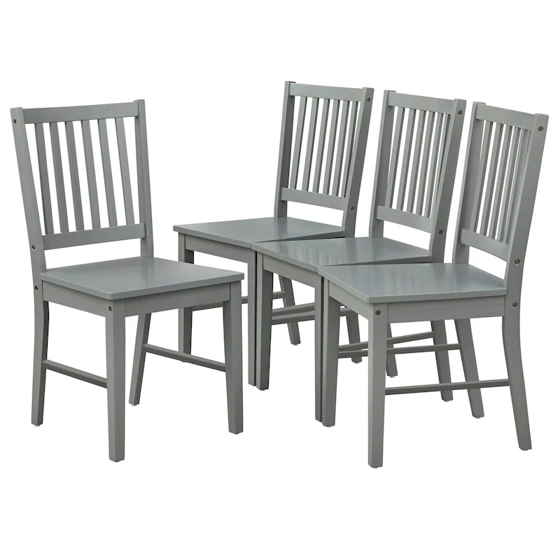 Solid Rubberwood Slat Back Dining Chairs – Espresso / Black / White / Charcoal Grey