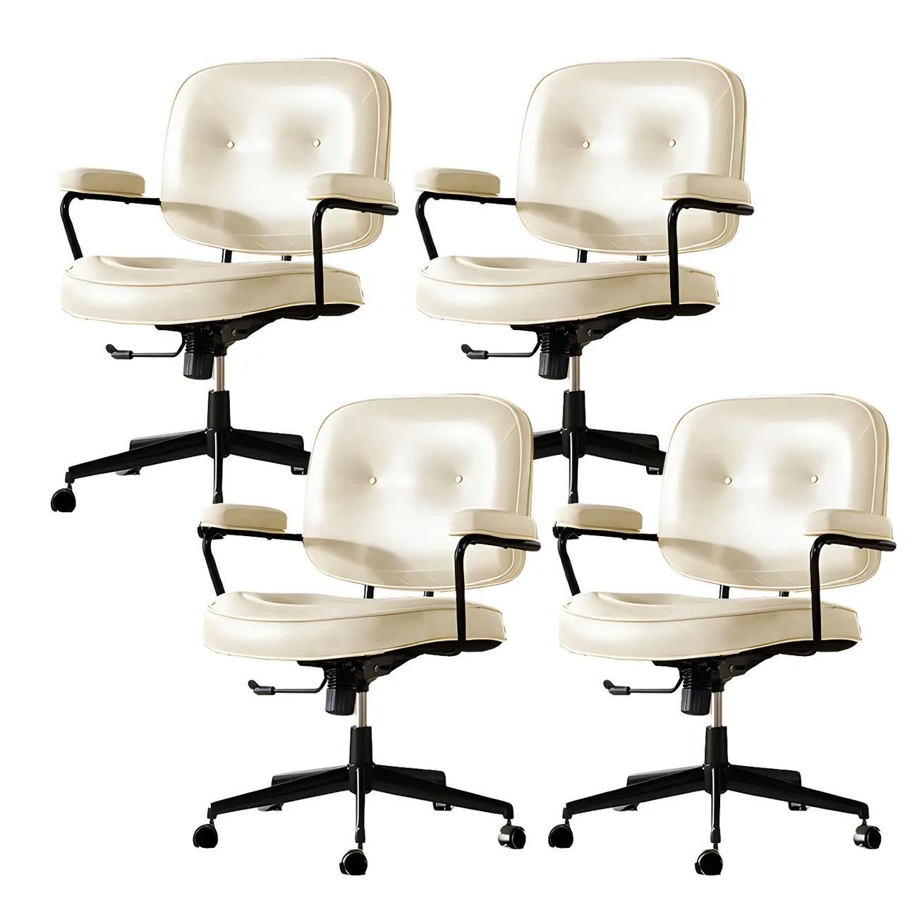 Industrial Leather Upholstered Height Adjustable Swivel Office Chair