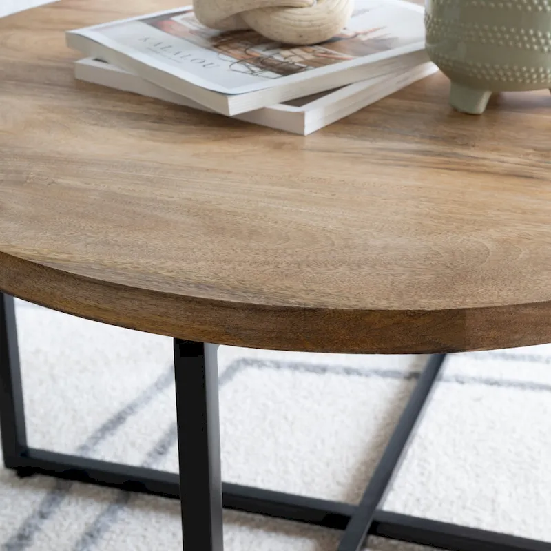 Tayla Natural Wood/Iron Coffee Table