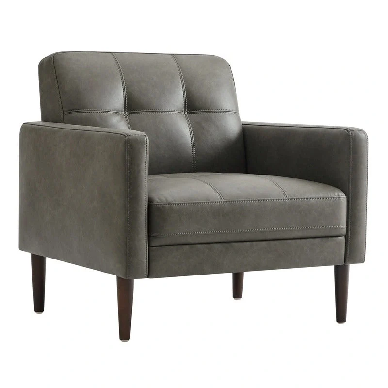 Gray Mid-Century Tufted Sofa Set - 1-Seater & 3-Seater