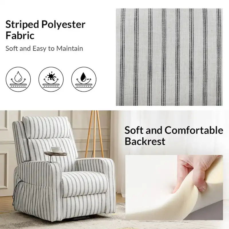 Darrell Modern Lift Assist Massage and Heating Power Recliner with Charing and Soild Wood Tray by