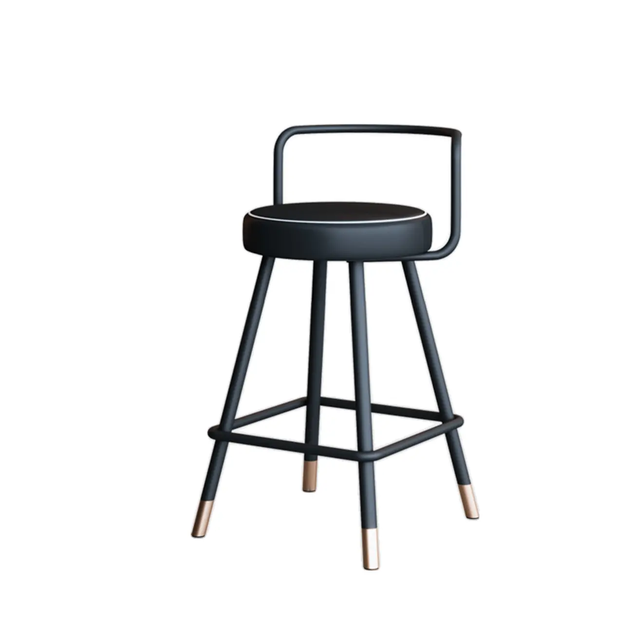 Minimalist Black Metal Upholstered Leather Bar Stool