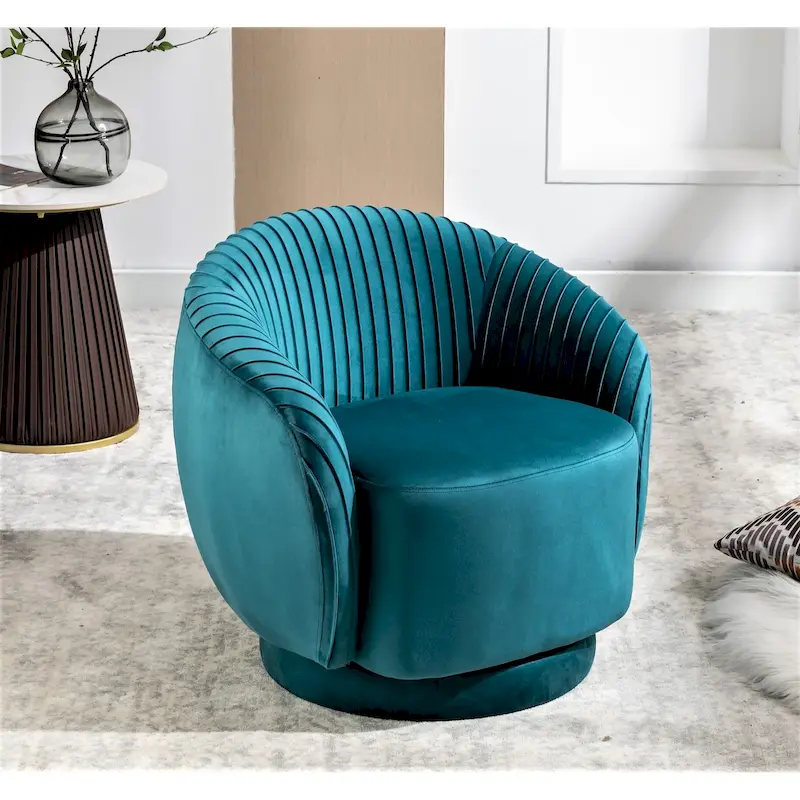 Small Milvo Velvet Swivel Barrel Chair