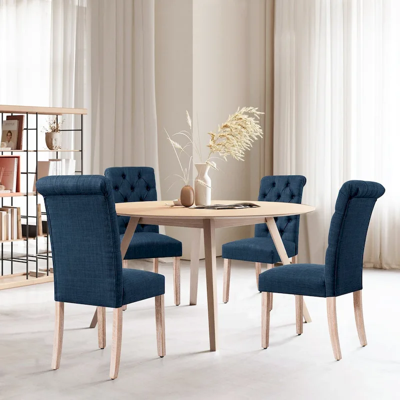 CHUN YI Linen Parsons Modern Button Dining Chair (Set of 2)