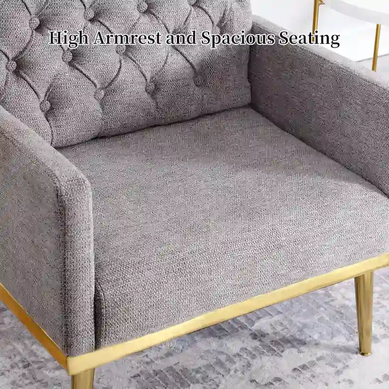 HOMYKA Sherpa Accent Chair Button Tufted Upholstered Linen Velvet Modern Armchair