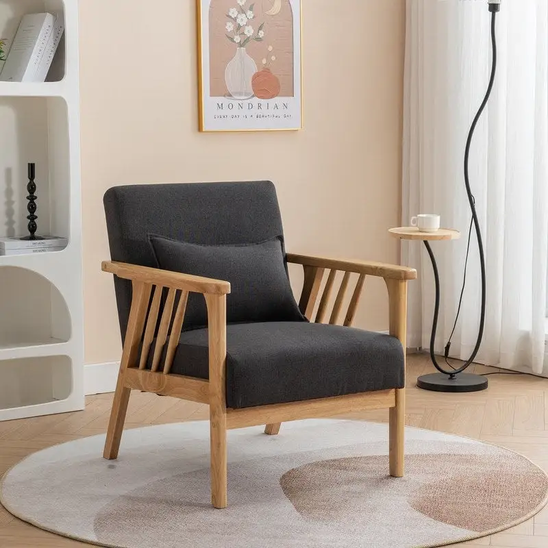 Mid Century Upholstered Accent Armchair with Pillow