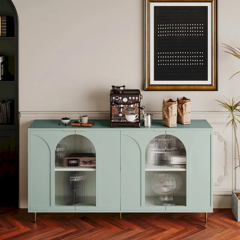 Adriana 60 Wooden Cabinet with 4 Glass Doors Sideboard Buffet Server Cabinet