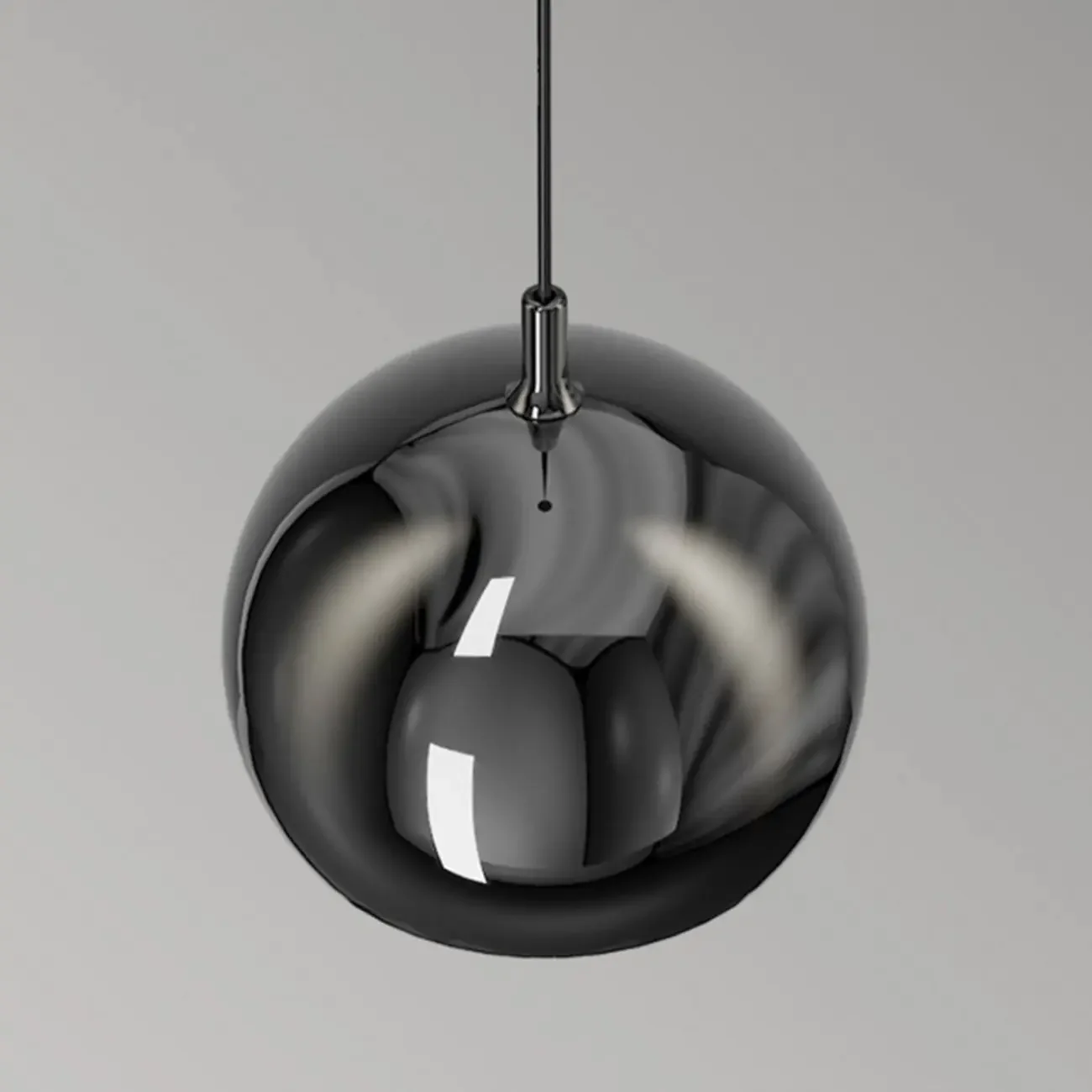 Modern Chrome Metal Globe Pendant Light Warm LED