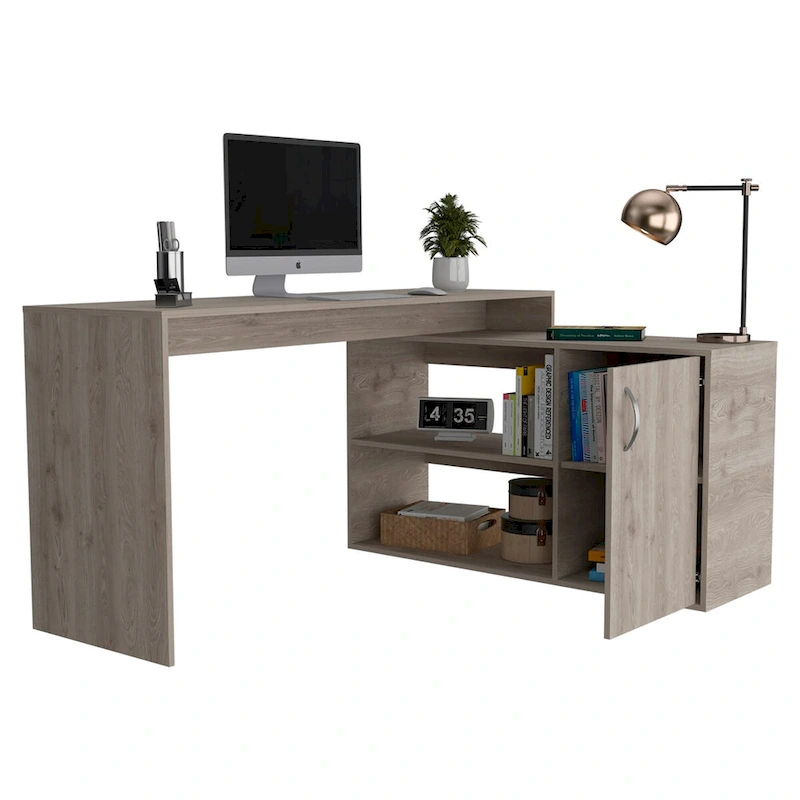 Lyncliff 1-Drawer 2-Shelf L-Shaped Office Desk Smokey OakHigh quality and durable