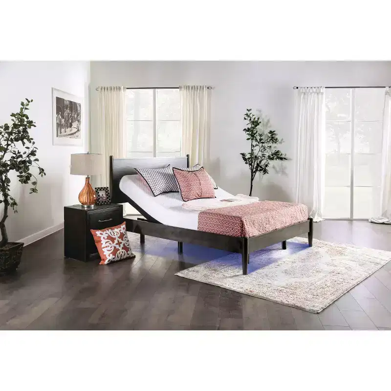 Furniture of America Twin XL Harmony Adjustable Lumbar Bed Frame: 1 Year Warranty, 14" Height, Steel Frame, Polyester Cover