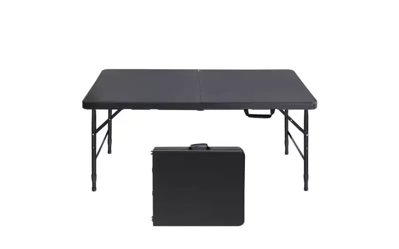 Folding Table, Portable Plastic Table, Adjustable Height, Carrying Handle for Dining, Picnic, Party, Camping