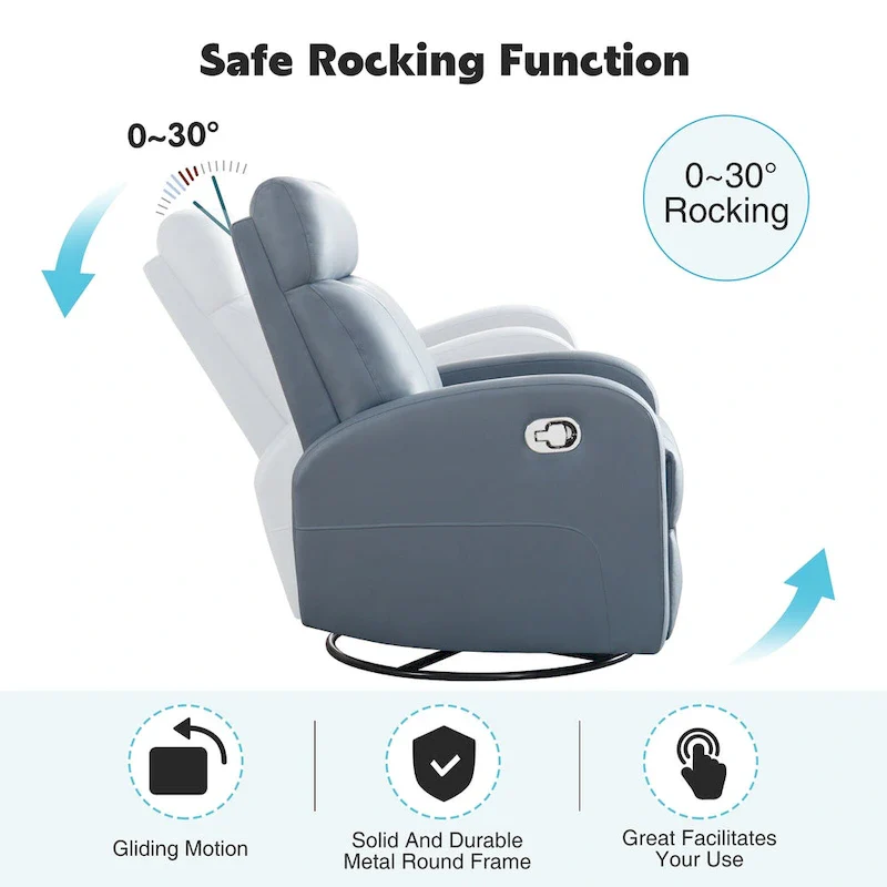 Faux Leather Swivel Rocking Recliner - Single Seater