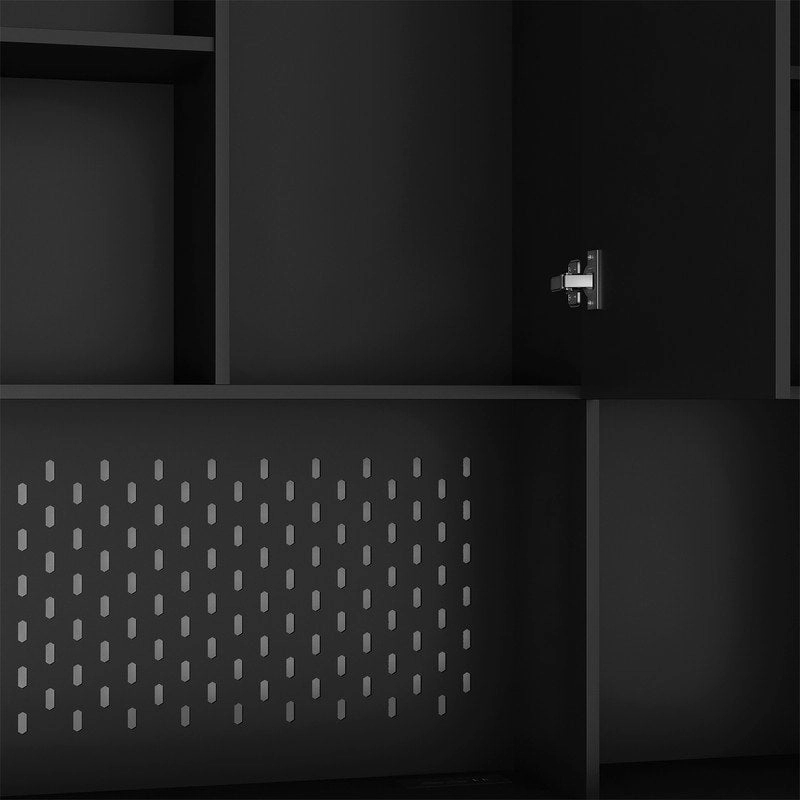 Kitchen Pantry Cabinet with Microwave Stand and 2 Drawers, Freestanding Buffet Cupboards Sideboard with Charging Station