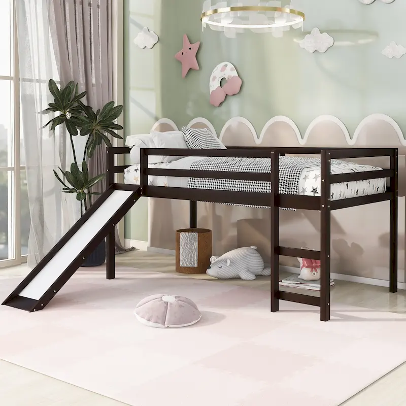 Twin Solid Wood Loft Bed with Fun Slide Feature