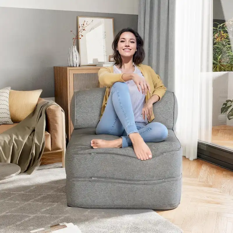 WOWMAX Convertible Folding Sofa Bed Folding Chair Bed with Back Bolster