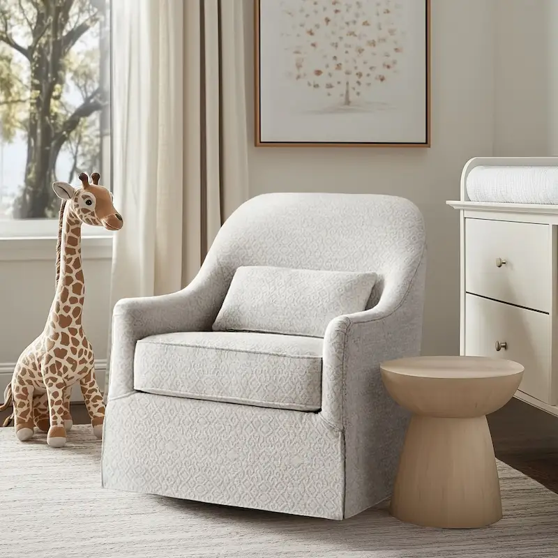 Doane Ivory/Black 360 degree Swivel Glider Chair