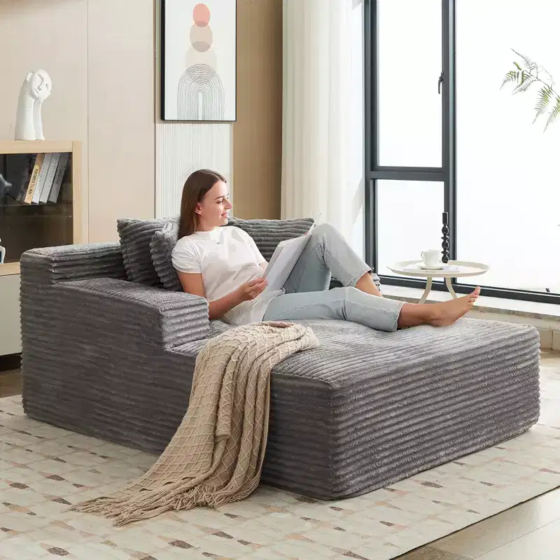 Folding Sofa Bed, Convertible Sleeper Chair with Pilow, 25mm Wide Corduroy Fabric, High Density Foam Cushion for Superior Comfort for Living Rooms
