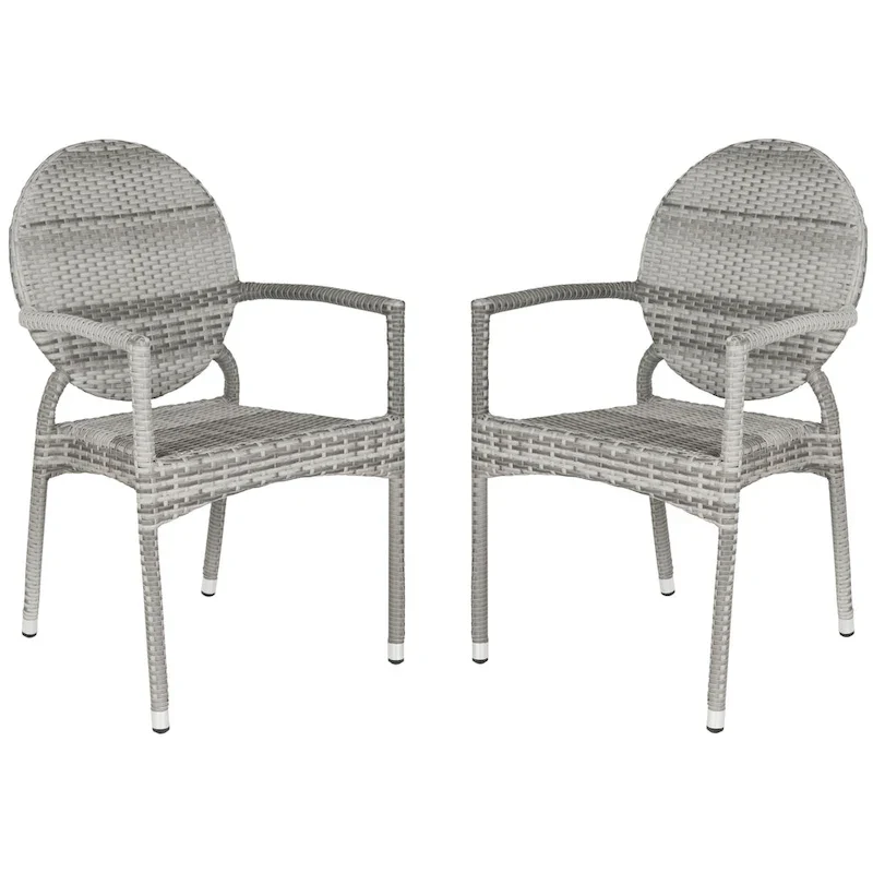 SAFAVIEH Valdez Grey Indoor/Outdoor Stackable Chairs (Set of 2) - 21W x 22D x 35H