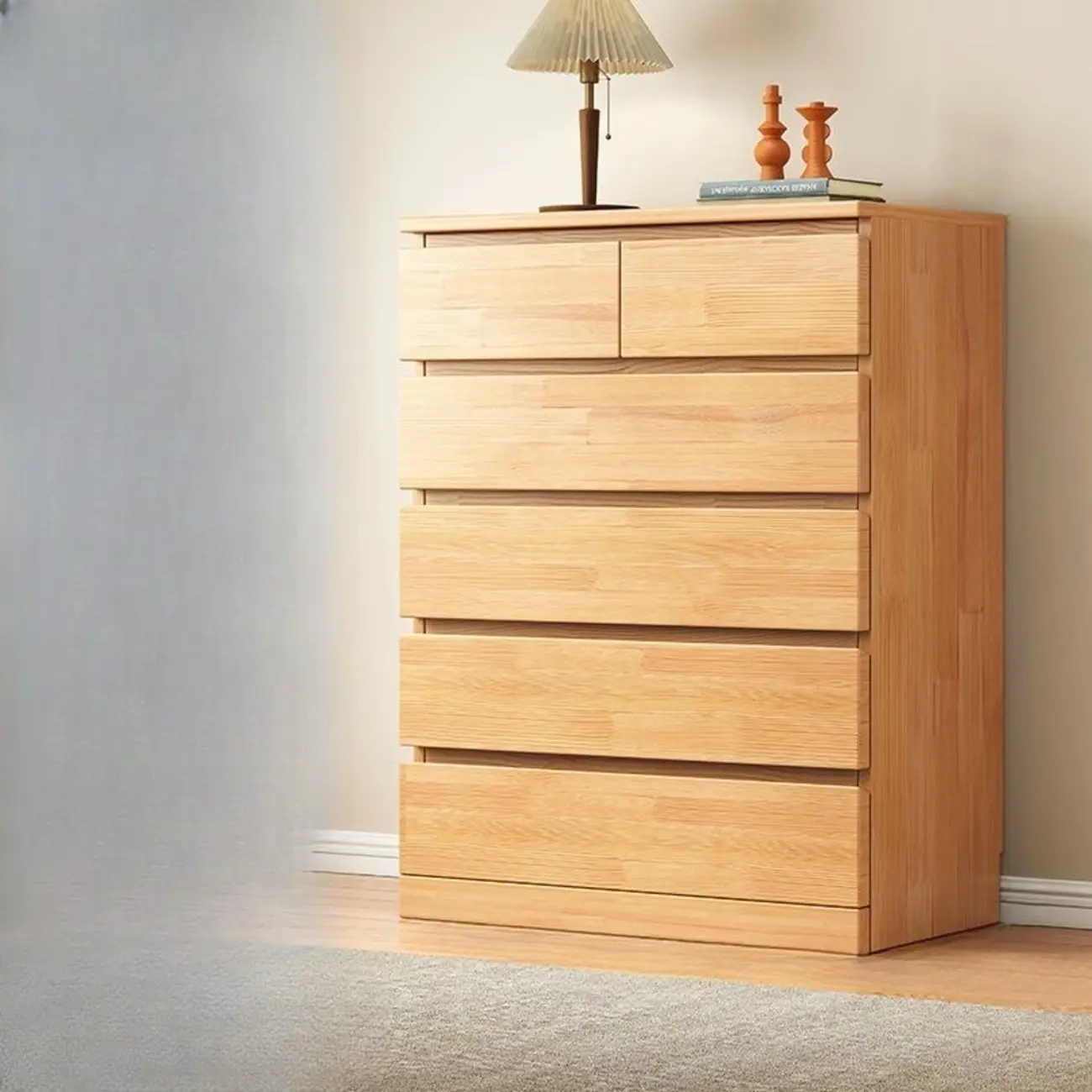 Modern Natural Wood Gloss Surface Dresser with 8-Drawers