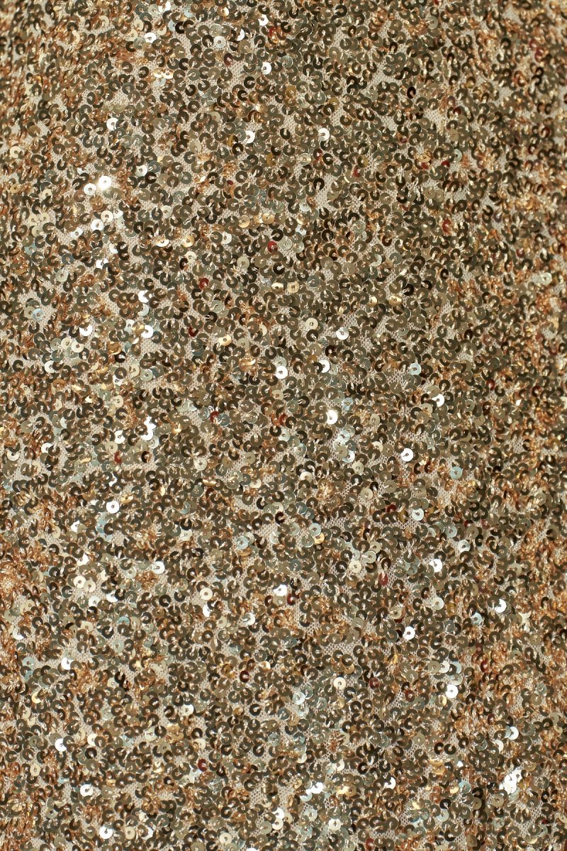 Sparkly Golden Sheath Sequins Long Prom Dress with Slit