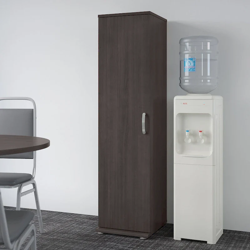 Tall Narrow Storage Cabinet with Door & Shelves – Platinum Gray / Storm Gray / White