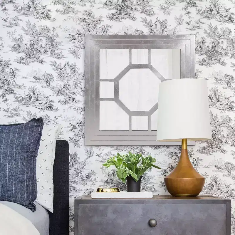 Howard Elliott 24"x24" Square Wood Framed Octagonal Windowpane Accent Mirror: Silver Leaf Finish, Wall Mount, Modern Decor