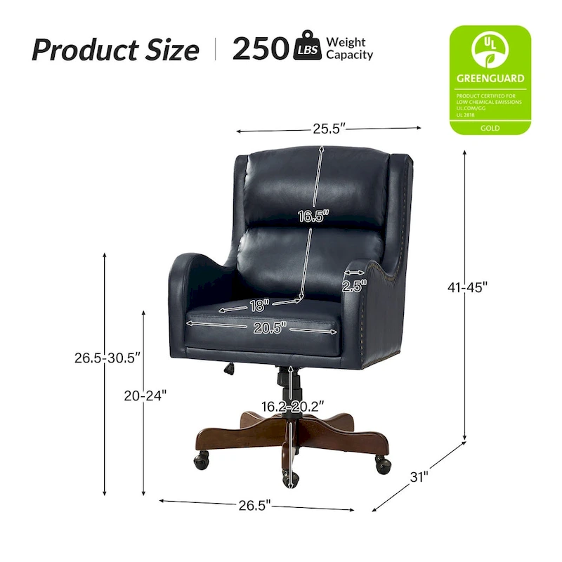 Pete Faux Leather Adjustable Height Swivel Executive Chair with Tilt Mechanism by HULALA HOME