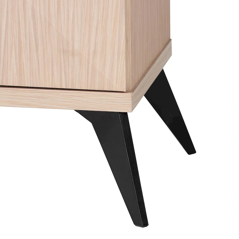 Draper Mid-Century Modern Two-Tone Light Brown and Black Wood Kitchen Cabinet