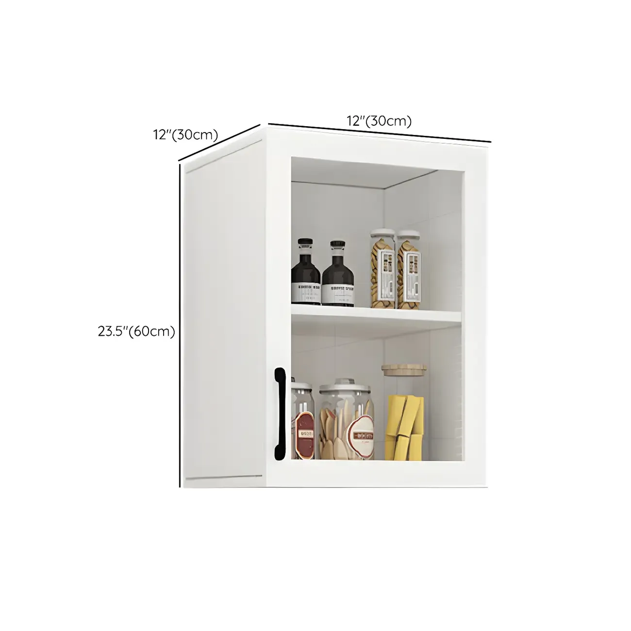 White Rectangular Wall-Mounted Wood China Cabinet