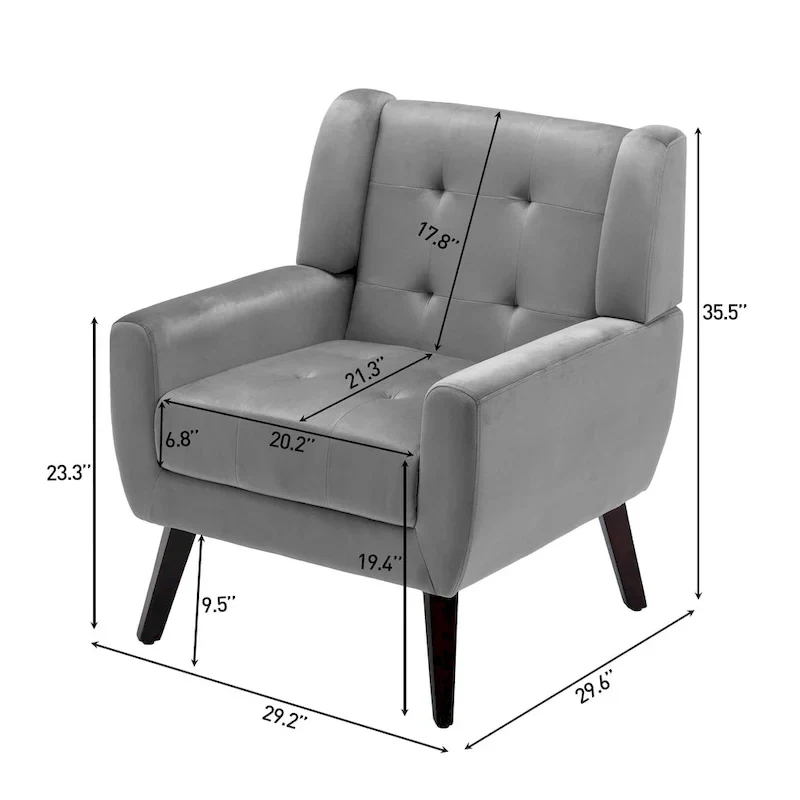 Tufted Upholstered Armchair with Wood Legs