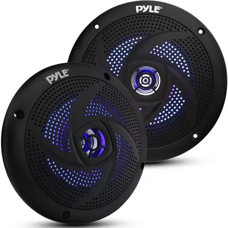 Pyle 5.25 Marine Waterproof Speakers with LED Lights - Blue, 180W, Pair