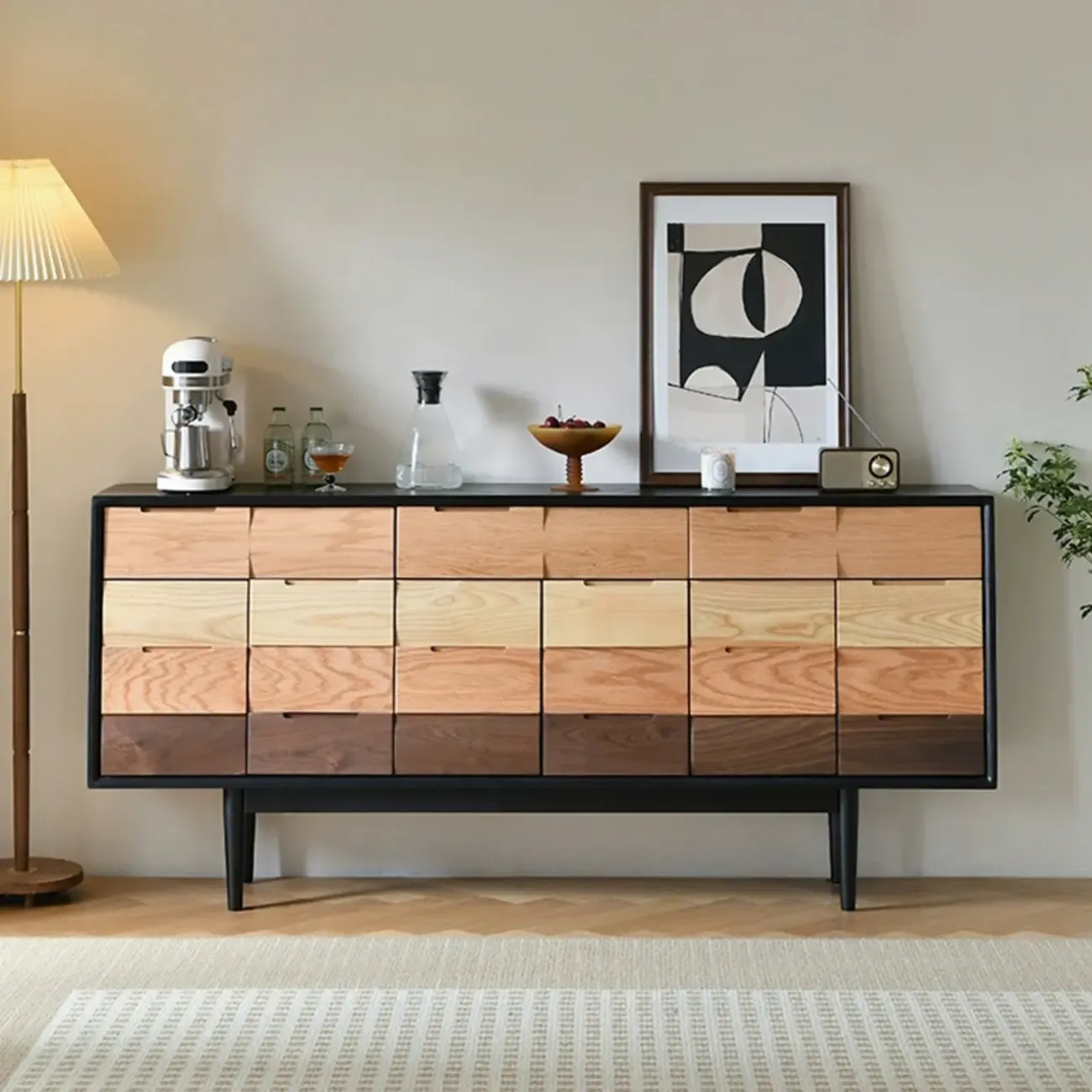 Modern Multi-Tone Wooden Sideboard with Storage & Cabinet