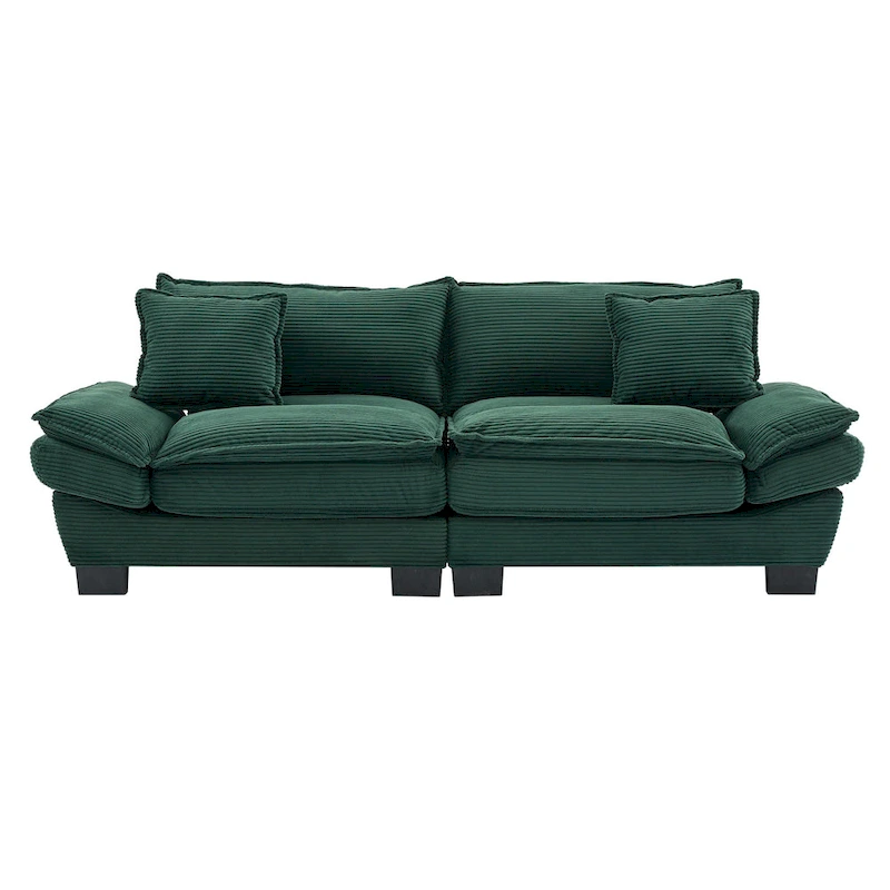 65.5 Upholstered 3-Seater Sofa Couch with Two Pillows and Sturdy Construction