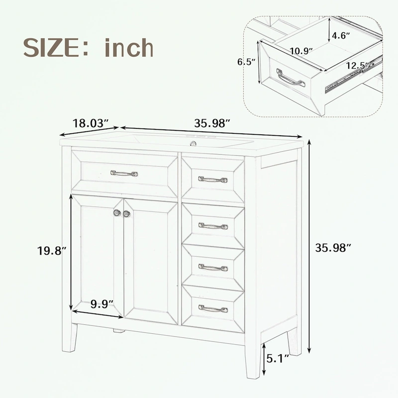 Bathroom Cabinet with Drawers and Sink Combo