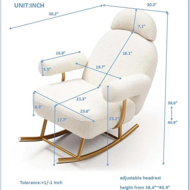 Modern Sherpa Fabric Nursery Rocking Chair