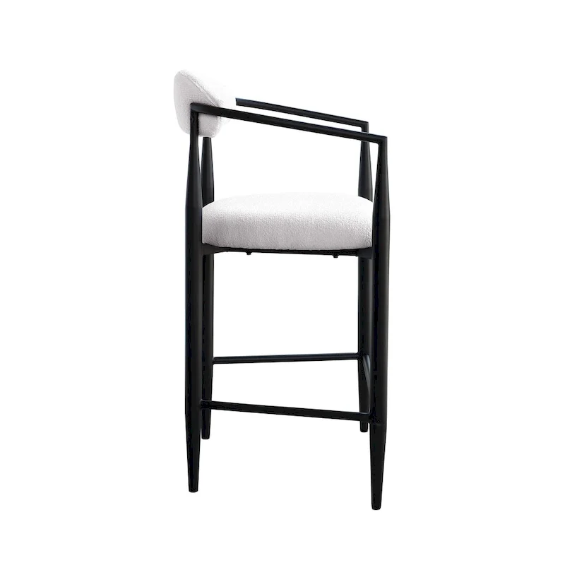 Bar Stools Set of 2, Counter Height Chairs with Upholstered Back, Kitchen Island Chairs with Arm and Metal Legs