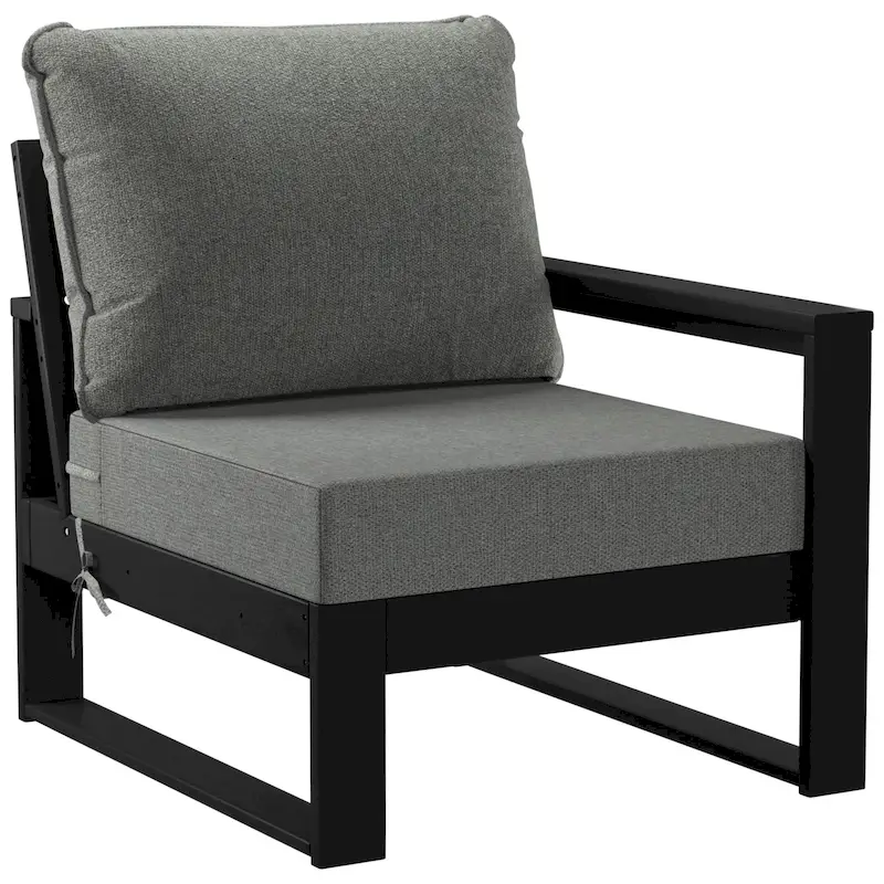 Polytrends Endless Patio Deep Seating Right Arm Chair with Black Frame