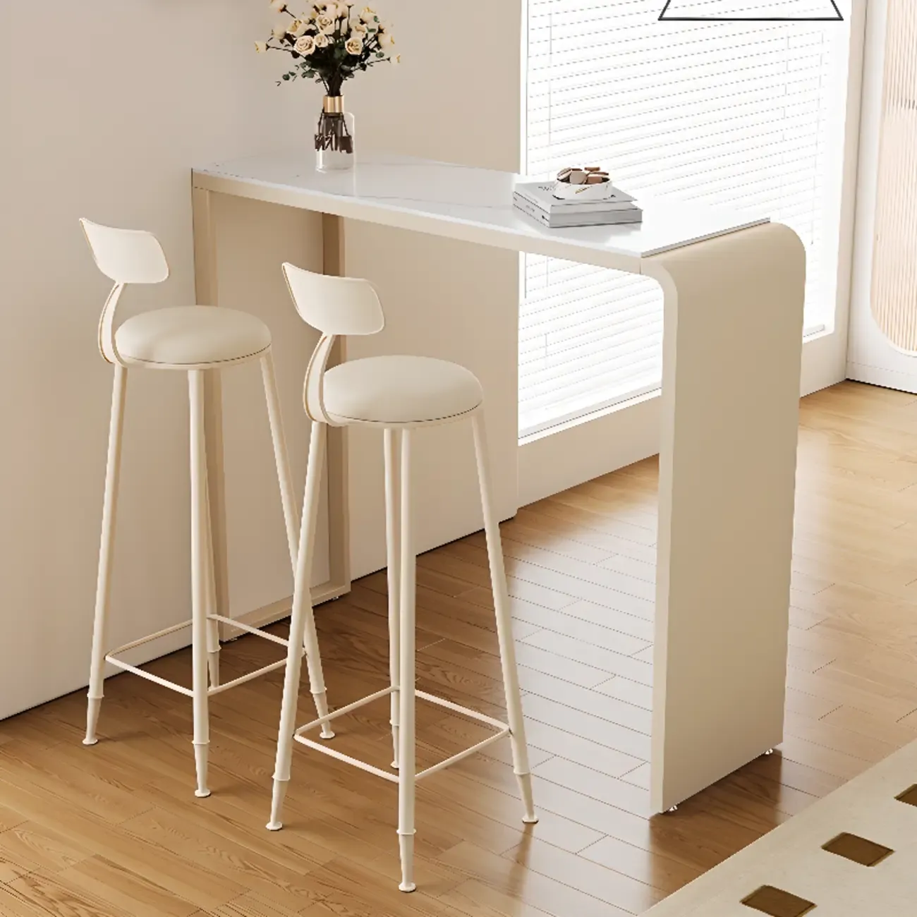 Modern White Rectangle Quartz Bistro Bar Table for Kitchen
