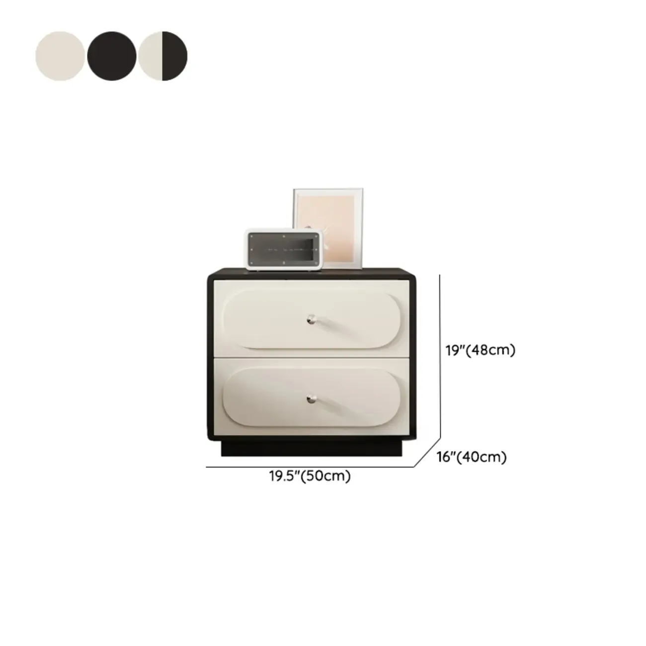 Modern Leather Top Wooden 2 Drawer Nightstand