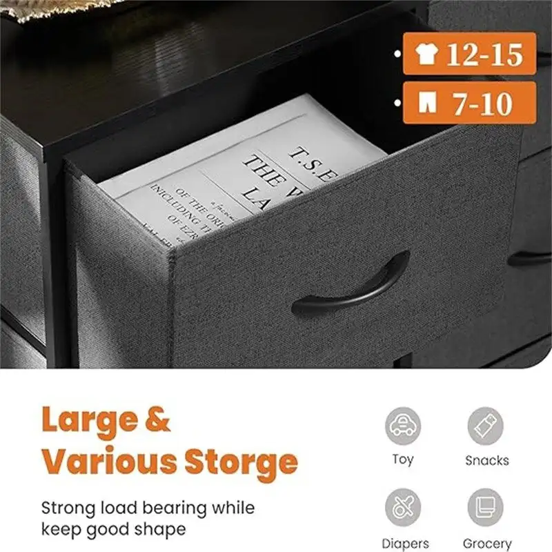 8-Drawer Fabric Dresser with Wooden Top