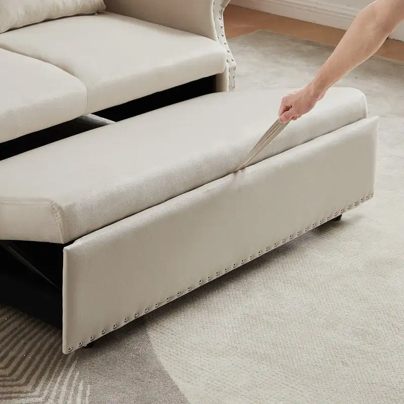 Adjustable Sleeper Sofa with 2 Lumbar Pillows